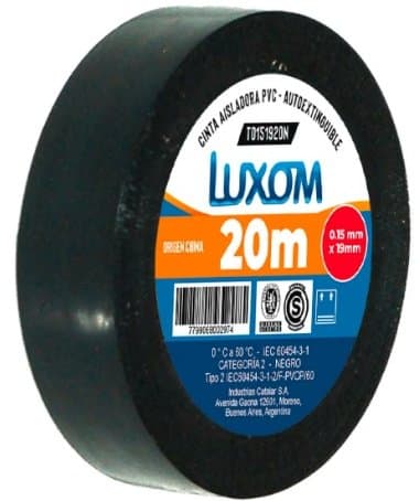 Cinta Aisladora Luxom 20 Mts Negra - Pack x 10 ud